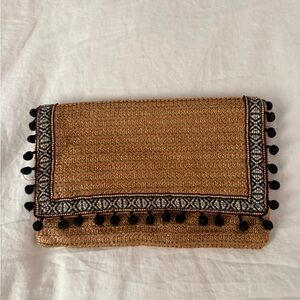 Chic Tan Clutch with Black Detailing